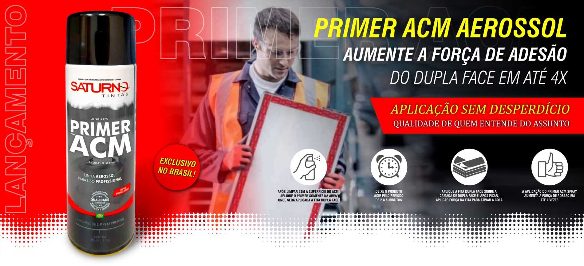 Saturno Tintas primer para ACM dupla face comunicação visual fachadas em acm